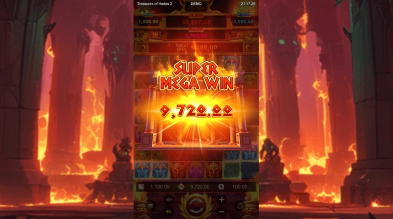 Treasures of Hades 2 – ชนะรางวัล Super Mega ในรอบ Free Spins ที่มีตัวคูณสะสม